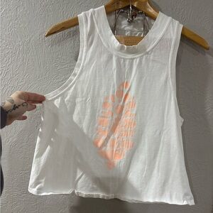FP Movement by Free People White Tank Top with Peach Graphic